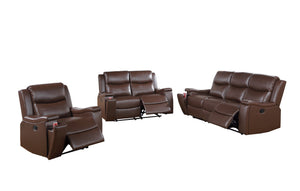 English Elm Recliner Plush 3-Seat Manual Sofa with Hidden Cup Holders, Headrest Support for Ultimate Comfort and Style Camel 81 L x 31 W x 26 H B089P240490