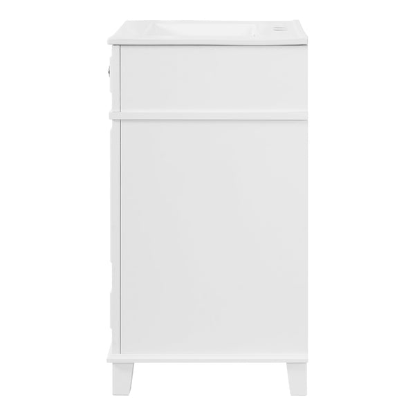 English Elm 24'' Retro Bathroom Vanity Solid Rubberwood Frame Ceramic Sink Soft Close Storage White N710P405405K
