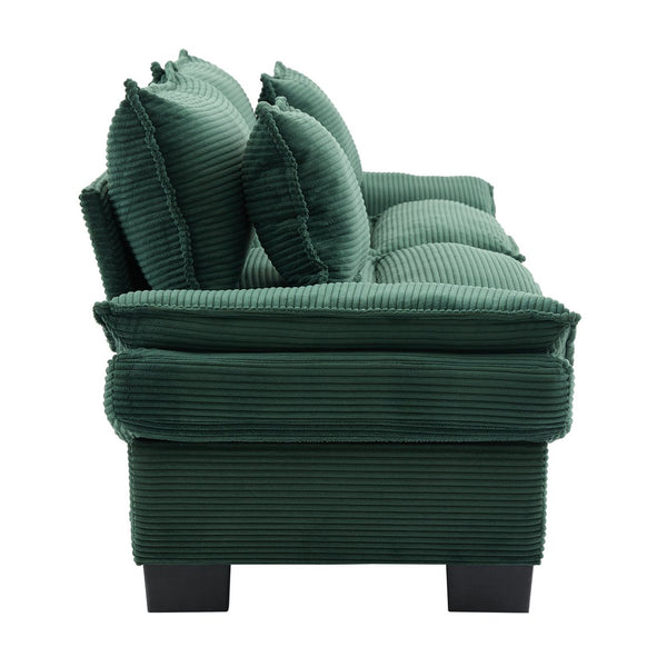 English Elm Corduroy Modern Sofa Sleeper Loveseat with Double-Layer Cushions, Two Pillows, Sturdy Frame 84" Green W676P227343