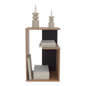 English Elm Side Table Sallis - Modern Macadamia & Espresso Accent Table For Living Room & Bedroom Use B092P309184-GIGA