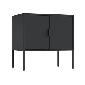 English Elm Ava 24" Metal Accent Cabinet in Black – Slim Steel Storage with Adjustable Shelf, Modern Minimalist Design B365P397879