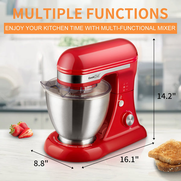 English Elm Geek Chef Tilt-head Stand Mixer Copper Motor Planetary Action 4.8qt Stainless Bowl Red W1002P416166
