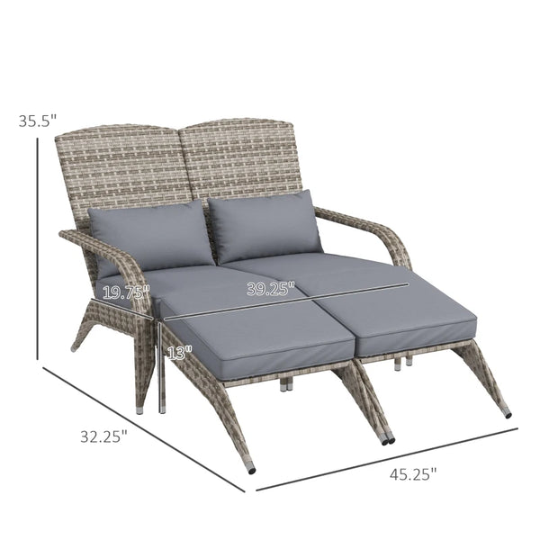 English Elm Outdoor Pe Rattan High Back Lounge Chair with Footstools for Patio Fire Pit Gatherings T3971S00196