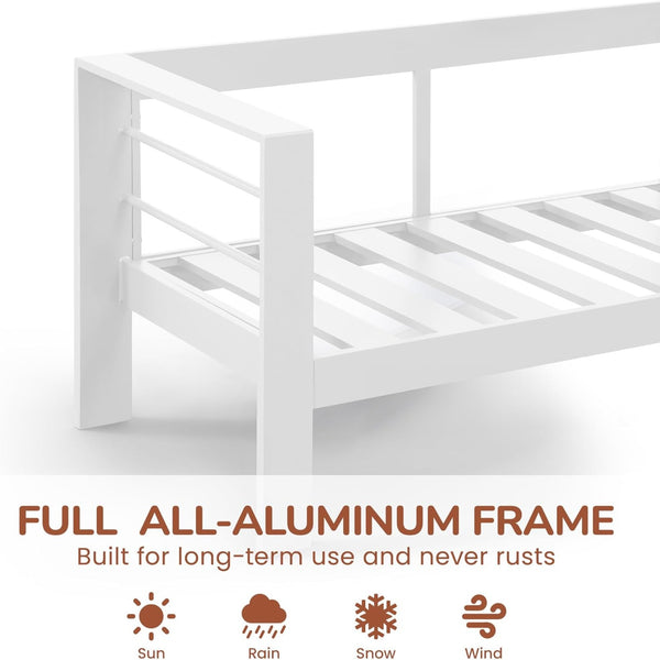 English Elm 50" Cast Aluminum Outdoor Loveseat with Uv Resistant Olefin Cushions for Patio Decks White+Gray B082P454975