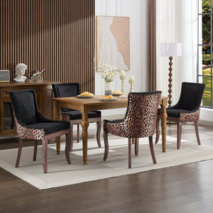 English Elm A&A Luxe Velvet Swivel Barstool with Gold-Plated 17.7" Base, Tufted Back, Ergonomic Waist Support Leopard W1143P209903