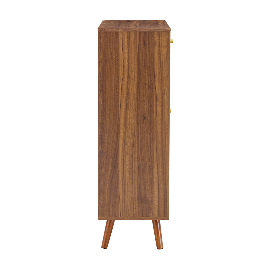 English Elm Multi-Functional Walnut Mdf Shoe Cabinet - Elegant Nordic & Industrial Design With Smart Storage Solutions W3226P278928