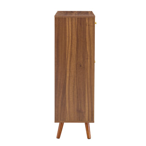 English Elm Multi-Functional Walnut Mdf Shoe Cabinet - Elegant Nordic & Industrial Design With Smart Storage Solutions W3226P278928