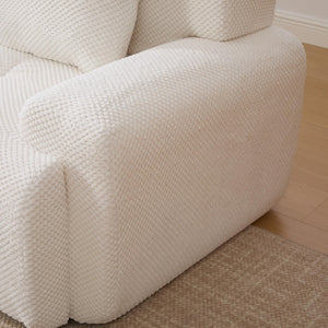English Elm Loveseat Modular Cloud Floor Sofa Tufted Fuzzy Fabric Couch for Small Apartment Spaces Beige W5385P455461
