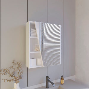English Elm FM Pinedale Medicine Cabinet with Mirrored Door and Open Shelves, Wall-Mounted Scratch-Resistant Storage White 28.35 L x 22.05 W x 4.72 H B128P301385