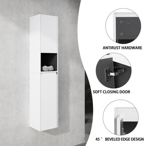 English Elm 12" Bathroom Side Cabinet - Wall-Mounted, Soft-Close Doors, Space-Saving Design For Modern Homes W999S00282