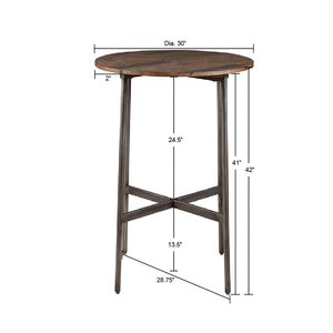 JLA Home INK+IVY - Round Bar Table with Multi-Tonal Wood Top and Gunmetal Base — No Assembly, Industrial Chic Centerpiece II121-0039