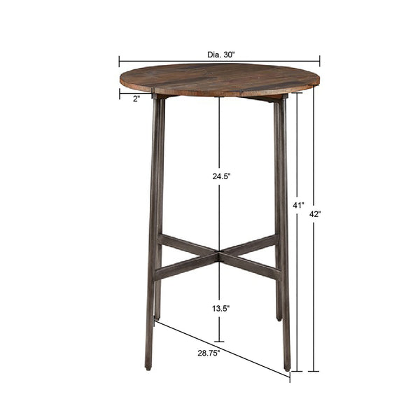 JLA Home INK+IVY - Round Bar Table with Multi-Tonal Wood Top and Gunmetal Base — No Assembly, Industrial Chic Centerpiece II121-0039