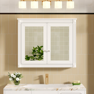 English Elm 36'' Wall Mounted Medicine Cabinet with Dual Mirrors Soft Close Doors Bathroom Storage White N710P371186K