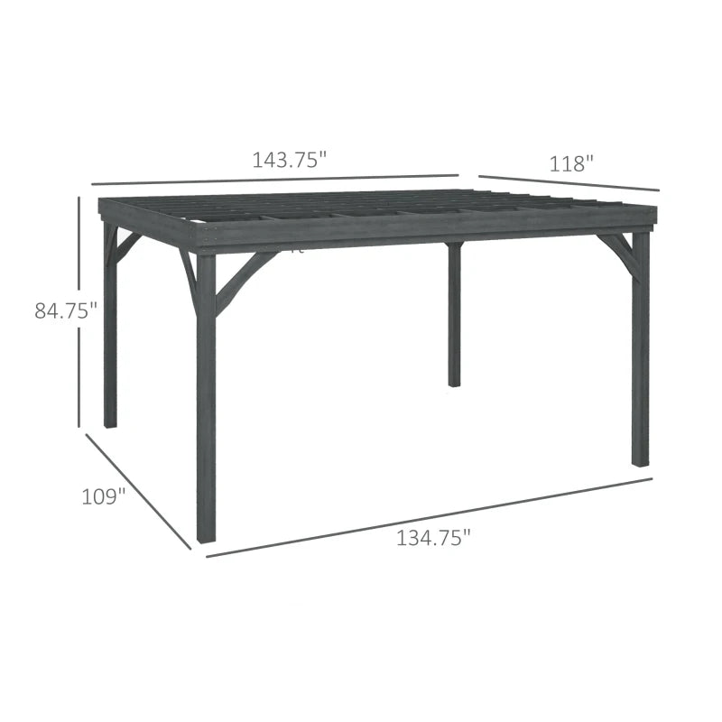 English Elm Patio Fir Wood Pergola with Open Grid Roof for Climbing Vines and Backyard Shade T3971S00169