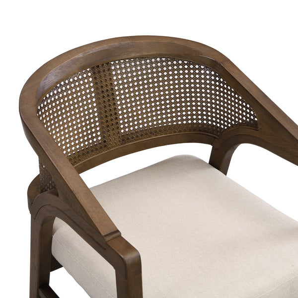 English Elm Wooden Rubberwood Dining Chairs with Woven Rattan Back Ergonomic Seat Set of 2 Beige,Walnut N771P256965T