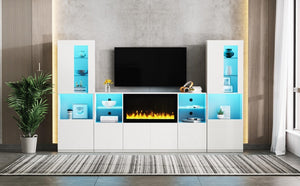 English Elm On-Trend Modern Tv Stand With 34.2" Electric Fireplace & Led Lights – Stylish Media Console For 75" Tvs N721S000043K-GIGA