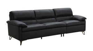 English Elm Eilene Black Top Grain Leather Sofa with Oversized Plush Cushions, Feather-Down Comfort, Durable Legs B2726S00097