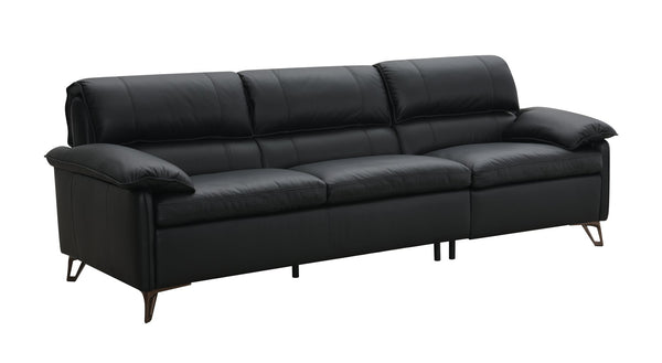 English Elm Eilene Black Top Grain Leather Sofa with Oversized Plush Cushions, Feather-Down Comfort, Durable Legs B2726S00097