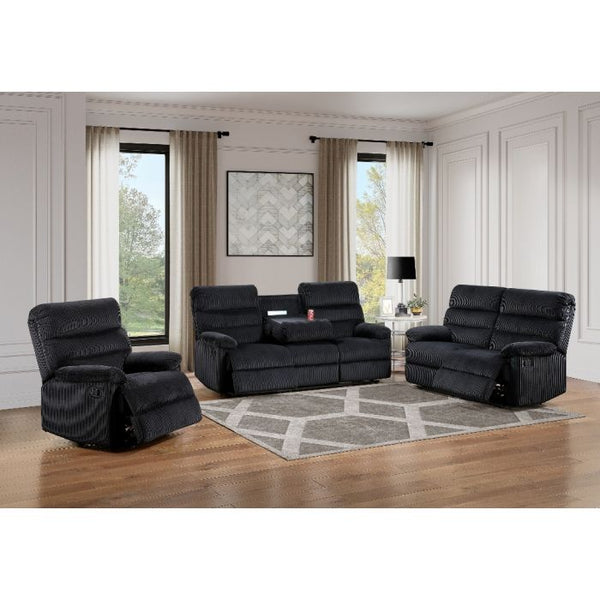 English Elm Lucie Velvet Corded Reclining Sofa with Console and Cup Holders for Living Room B078P473035