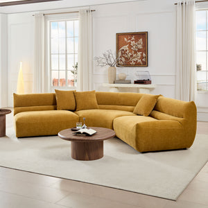 English Elm Modular Cloud Sectional Three Piece Curved Sofa with Polyester Upholstery for Living Room W2582S00203