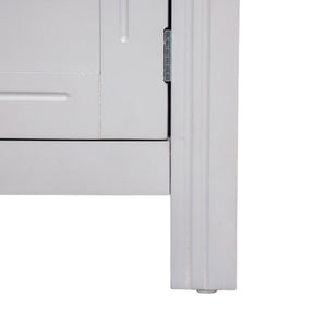 English Elm Cabinet with Three Doors Acacia Wood White Finish Gold Hardware Entryway Dining Storage N780P295774K