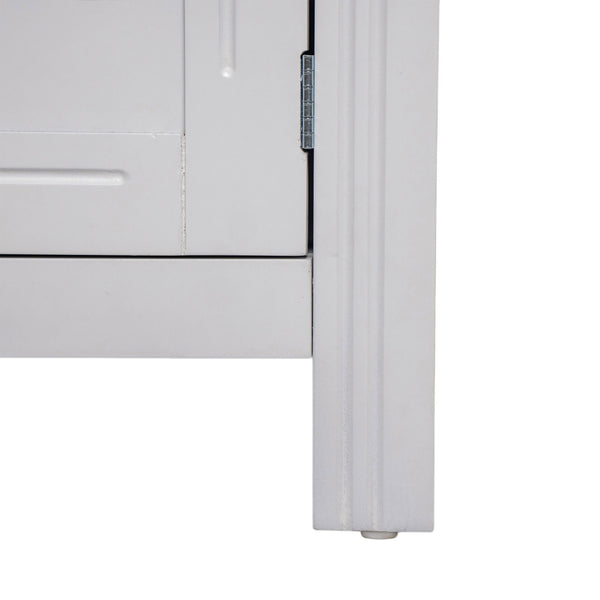 English Elm Cabinet with Three Doors Acacia Wood White Finish Gold Hardware Entryway Dining Storage N780P295774K