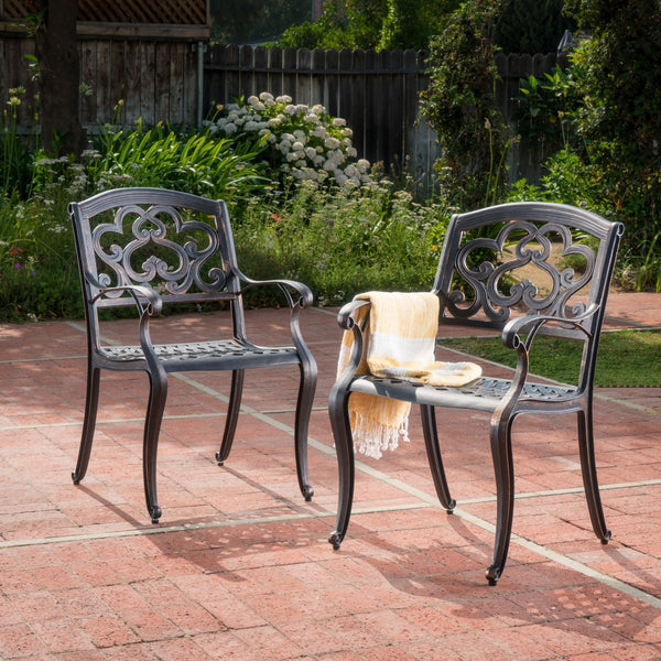 English Elm Christopher Knight Home® - AUSTIN Cast Aluminum Dining Chairs Set of 2 in Copper Patina — Rust‑Resistant, Cloud Back Design, Comfy Seats 60096.00SCOP