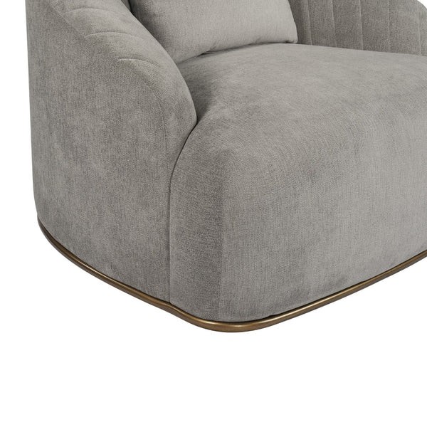 Sunpan ASTRID Armchair - Elegant Polo Club Stone Design with Channel Tufting and Antique Brass Frame 105335