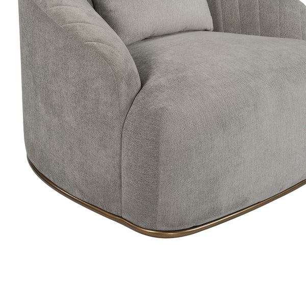 Sunpan Astrid Armchair - Luxurious Velvet Tufted Design with Antique Brass Frame for Elegant Living Spaces Polo Club Stone
