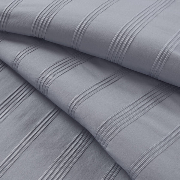English Elm 7-piece Woven Stripe Full Comforter Set Neutral Polyester Bedding for Any Room Grey B035P463196