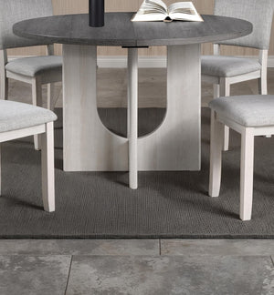 English Elm Contemporary Round Pedestal Dining Set with Upholstered Chairs for Modern Interiors Gray B2741S00779