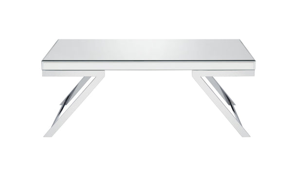 English Elm Steve Silver - Alfresco Modern Mirrored Coffee Table In Silver - Stylish Low-Profile Design For Any Living Space B081P160100-GIGA
