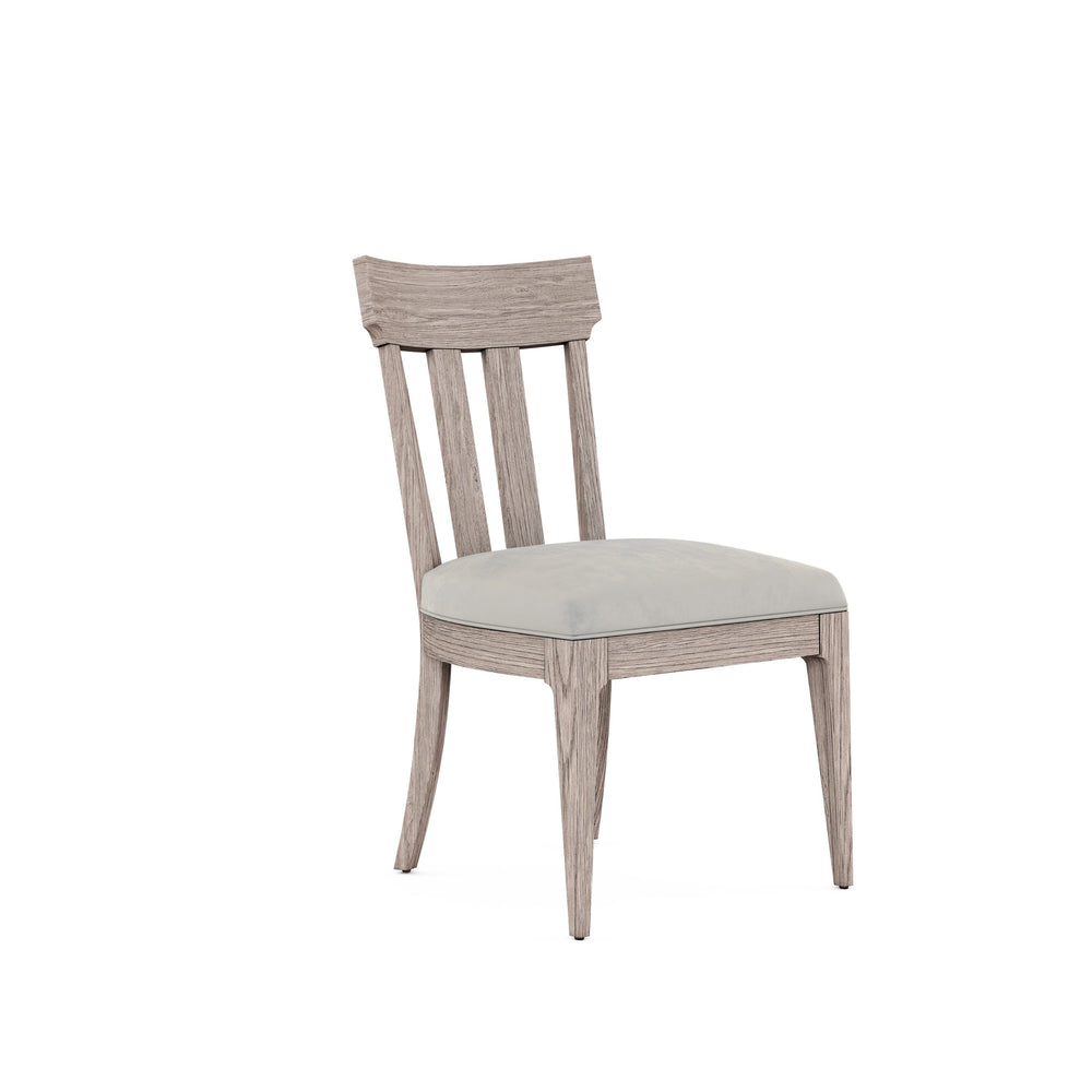 A.R.T. Furniture Set Of 2 - Sojourn Side Chair Slat Back - Elegant Ashen Finish, Upholstered Seat, Must Purchase In Pairs! - Set Of 2 Gray Ash Solids With Knotty Oak Veneers 316204-2311
