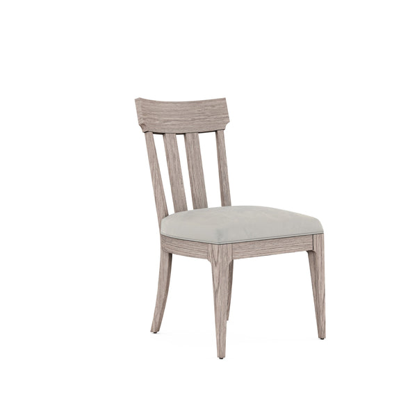 A.R.T. Furniture Set Of 2 - Sojourn Side Chair Slat Back - Elegant Ashen Finish, Upholstered Seat, Must Purchase In Pairs! - Set Of 2 Gray Ash Solids With Knotty Oak Veneers 316204-2311