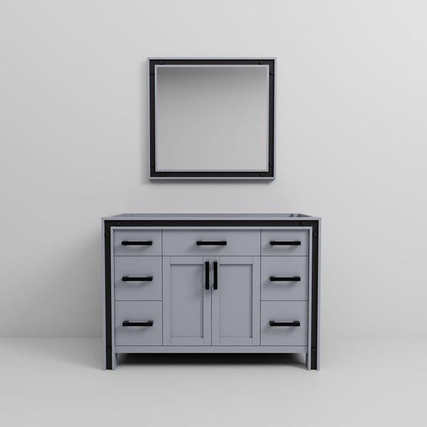 English Elm Dark Grey Bath Vanity Set With 34" Mirror - 48" W, Ample Storage, Modern Design, Easy Install B2731S00540