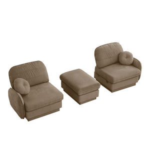 English Elm Chenille Cloud Modular Loveseat with Deep Foam Cushions Quilted Back and Ottoman Light Coffee W714S01757