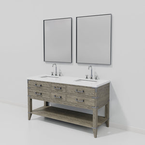 English Elm Grey Oak Double Bath Vanity Set With Cultured Marble Top, Chrome Faucets & 28 In. Mirrors Included B2731S01895