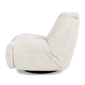 English Elm Jennifer Taylor Home - Rearden Oversized 35.5" Swivel Glider Recliner Chair in Pearl White Faux Sherpa Fur with Storage Pocket B2719P238499