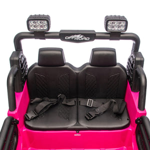 English Elm 24v Dual Motor Two Seat Kids Electric Ride on Car with Remote Control and Bluetooth Audio Pink W1578P305898
