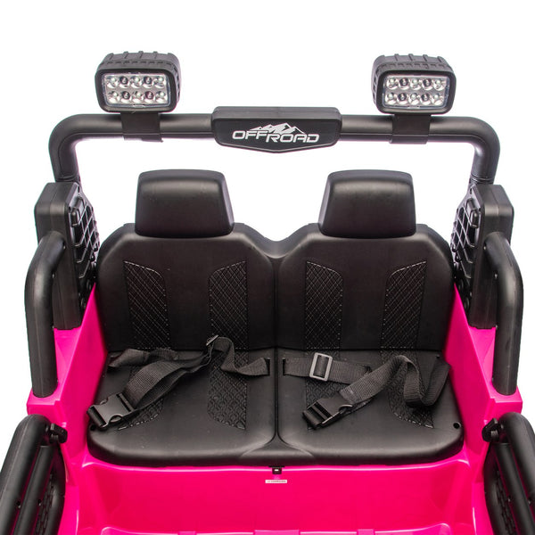 English Elm 24v Dual Motor Two Seat Kids Electric Ride on Car with Remote Control and Bluetooth Audio Pink W1578P305898
