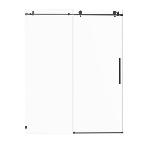 English Elm 56-60"W Frameless Sliding Shower Door with 5/16" Tempered Glass, Smooth Whisper-Quiet Rollers, Easy-Clean Coating Matt Black W1865S00162