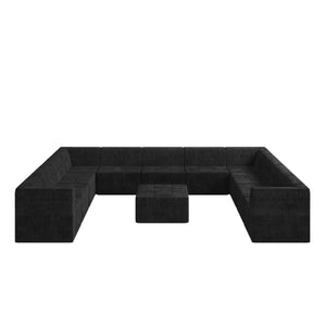 English Elm U Shape Modular Sectional Sofa - Versatile Compressed Sleeper Couch In Space-Black For Modern Living W487S00256-GIGA