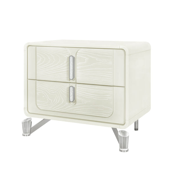 English Elm Nora Contemporary Beige Nightstand with Spacious Drawers, Geometric Legs & Rounded Edges for Style B201P409563