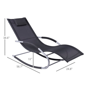 English Elm Outsunny Zero Gravity Rocking Chair - Durable Outdoor Chaise Lounge With Detachable Pillow & Comfort W2225P174330-GIGA
