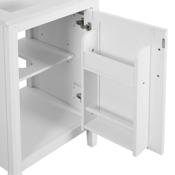 English Elm 20" Modern Bathroom Vanity with Ceramic Sink, Soft-Close Door, U-Shaped Adjustable Shelf & Door Storage Rack for Small Spaces N729P299364K