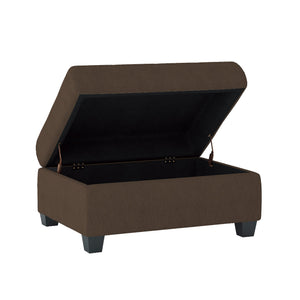 English Elm Modern Maston Storage Ottoman Tufted Top Brown Fabric Upholstery Solid Wood Frame Hidden Lift Top, Stylish Functional Accent for Living Room Chocolate 33.5 L x 24 W x 15.25 H B011P188456