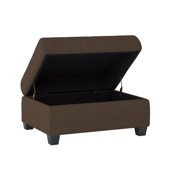 English Elm Modern Maston Storage Ottoman Tufted Top Brown Fabric Upholstery Solid Wood Frame Hidden Lift Top, Stylish Functional Accent for Living Room Chocolate 33.5 L x 24 W x 15.25 H B011P188456