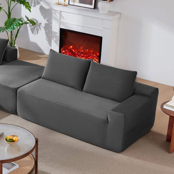 English Elm Cloud Oversized Corduroy Chaise Sectional with Deep Seat for Cozy Living Spaces W3975P391634