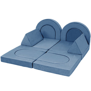 English Elm 14pcs Modular Foam Play Couch Set Convertible Toddler Fort Builder for Playrooms Blue T5880P493431