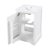 English Elm 20" Bathroom Vanity With Sink, Bathroom Cabinet With Soft Closing Door, Storage Rack and Adjustable Shelve, White